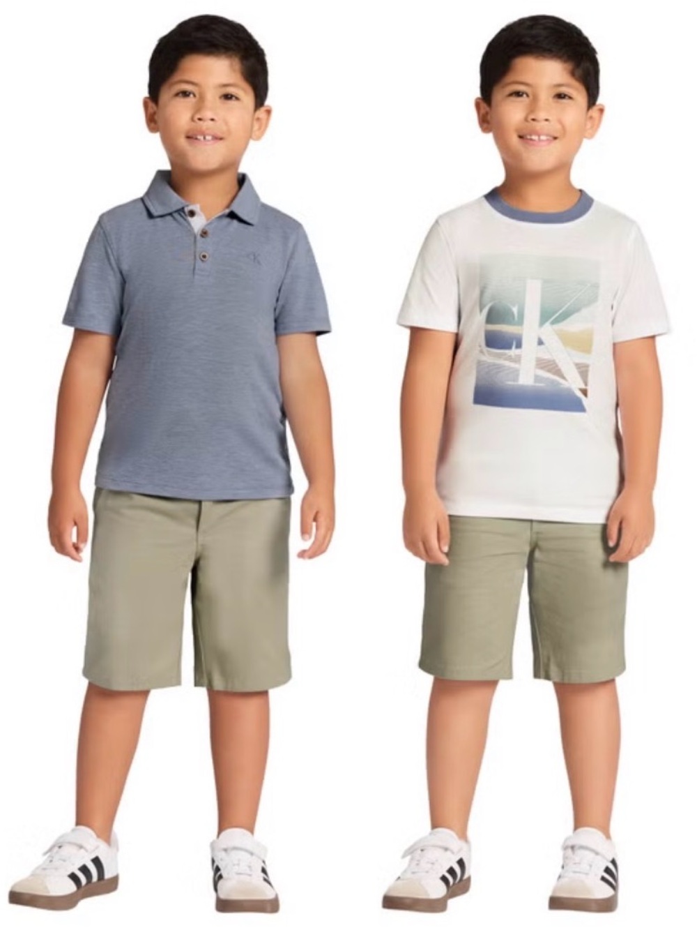 Calvin Klein Boys' Blue Polo & White Graphic Tee Set Size 2T